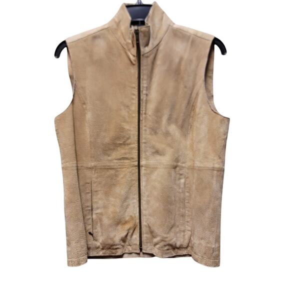 Ruff Hewn Women's Suede Leather Vest Full Zip SMALL Sleeveless lined high collar - Picture 1 of 8